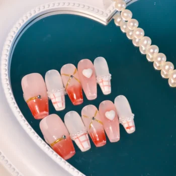 Pink Checkerboard Medium Nails