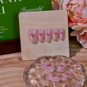 Popping Love Press On Nails, handmade by Fasunidy,cat eye effect nails, nägel, uñas, ongles