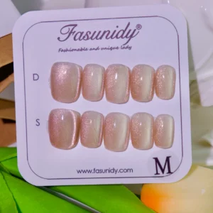 Elegant Cat Eye Short Press On Nails, handmade by Fasunidy,cat eye effect nails, uñas cortas