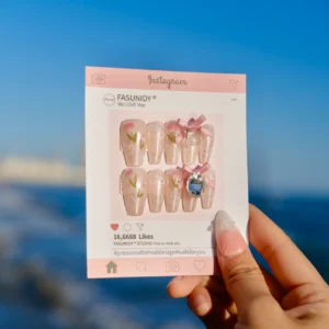 Tulip Scent Long Press On Nails, handmade by Fasunidy, 3d nails, nägel, uñas, ongles