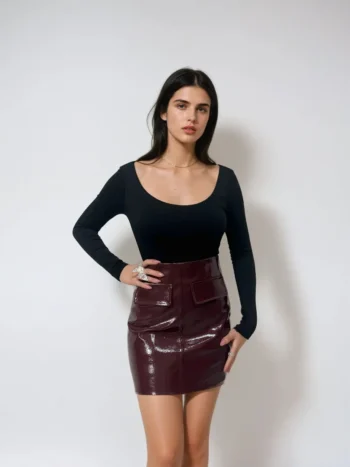 Bordeaux Leather Mini Skirt