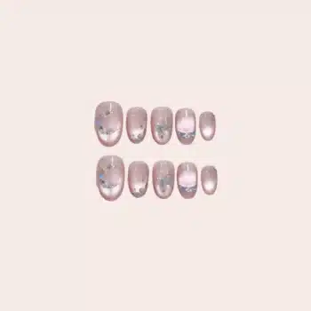 Kunzite Moon Short Nails